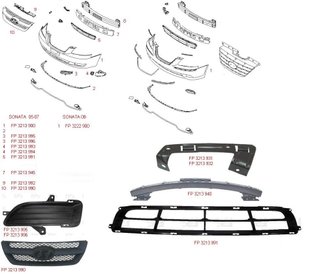 Накладка Решетки Верхняя Черная HYUNDAI SONATA 05-07 (NF) P-010321 фото