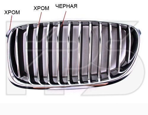 Решетка Радиатора Левая (Хром/Хром/Черн) BMW 5 (F10, F11) 10-13 P-001848 фото
