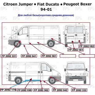 Порог Левый CITROEN JUMPER 94-01 P-003836 фото